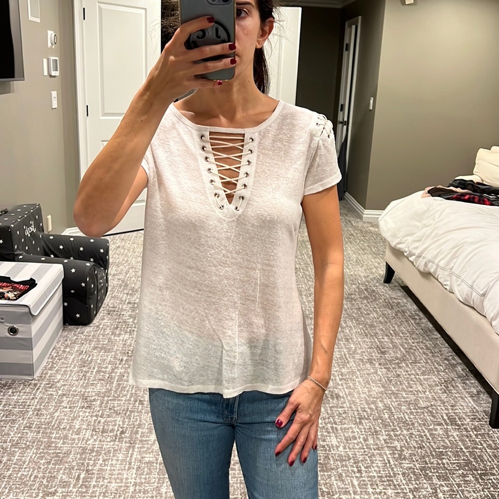 Generation Love White Linen Lace Tee